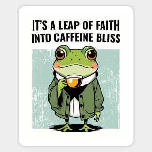 Frog Drinking Coffee Sticker